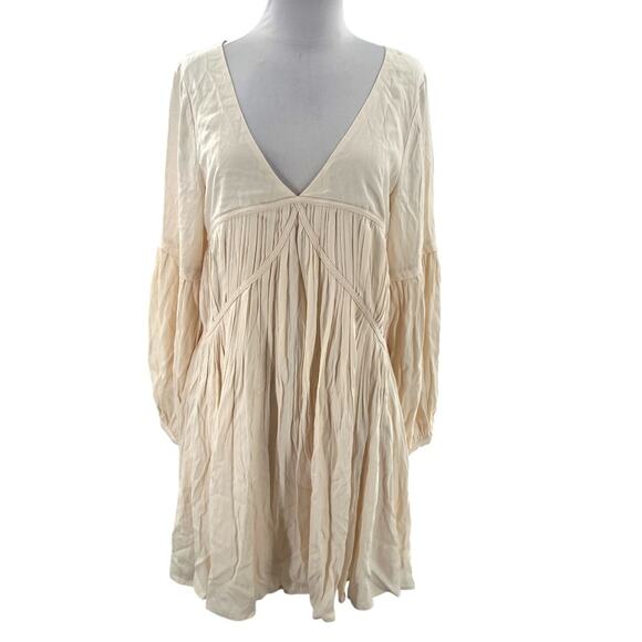 NWT SANCIA The Label Aneta Long Sleeve Silk Blend Boho Mini Dress Sz M - Picture 5 of 12